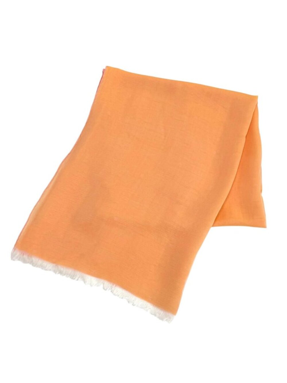 Hermes Silk 100% Reversible H Logo Sheer Fringe Shawl Pink Orange Scarf